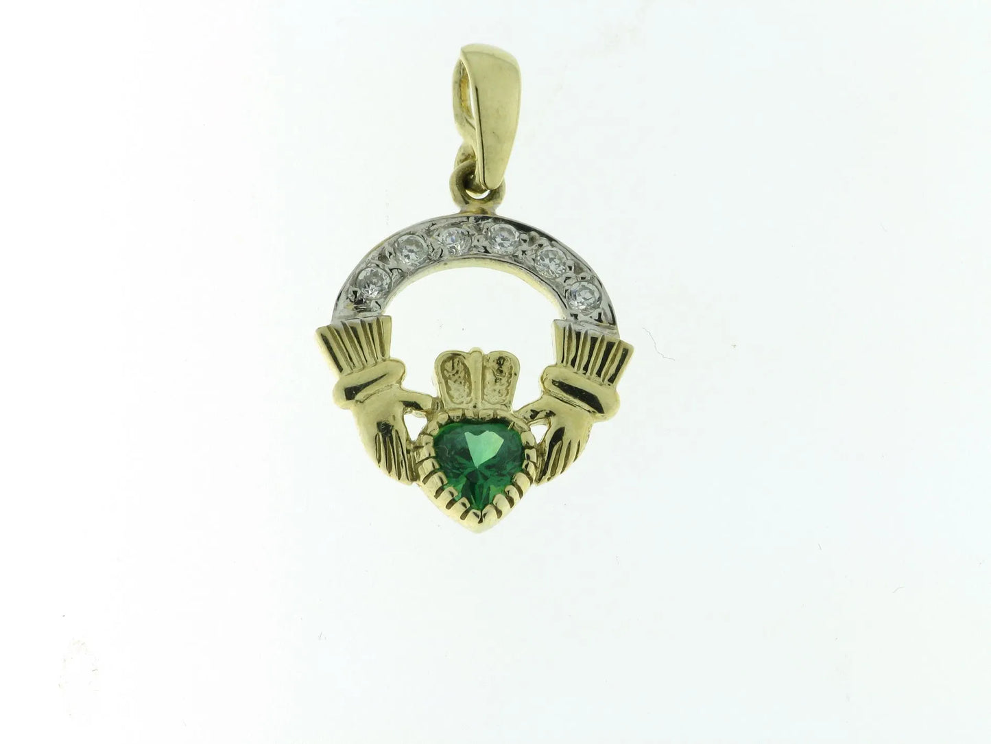 CP016GR/CZ - PEND GREEN HEART CZ SURROUND CLADD