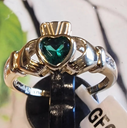 GFCLR6668GR - RING GREEN (MAY) CLADD (2CZ) LRG