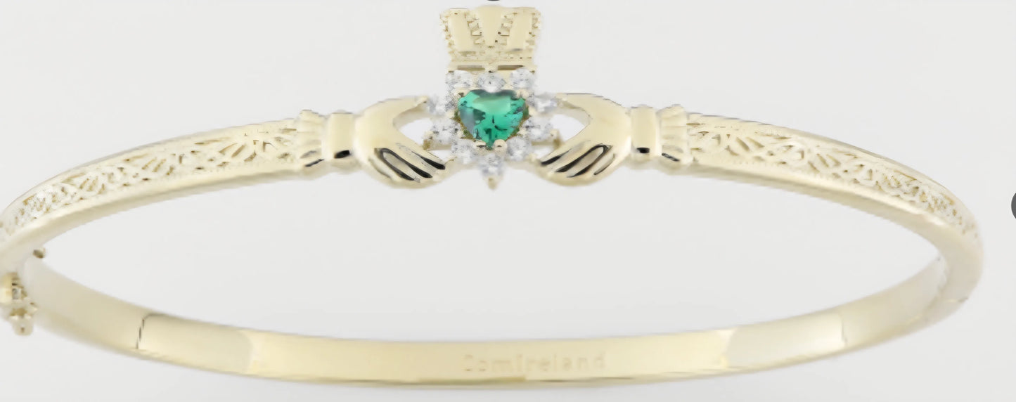 GFCBR002GR - BANGLE BRACELET GR CLUSTER CELTIC BAND CLADDAGH