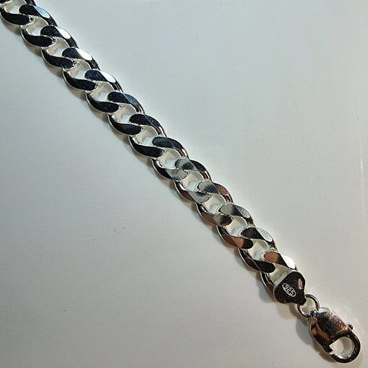 S0544 - CHAIN CURB GENTS FLAT DC BRACELET - SILVER