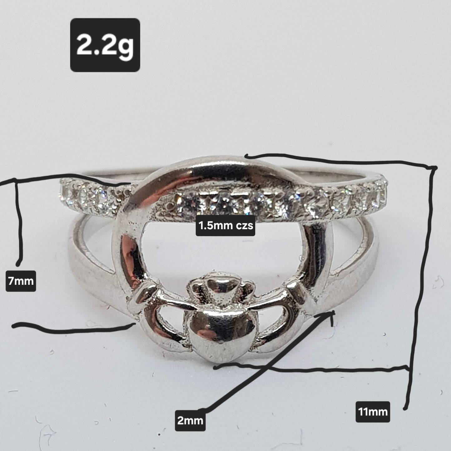 SCLR56 - RING CZ CLADDAGH DO
